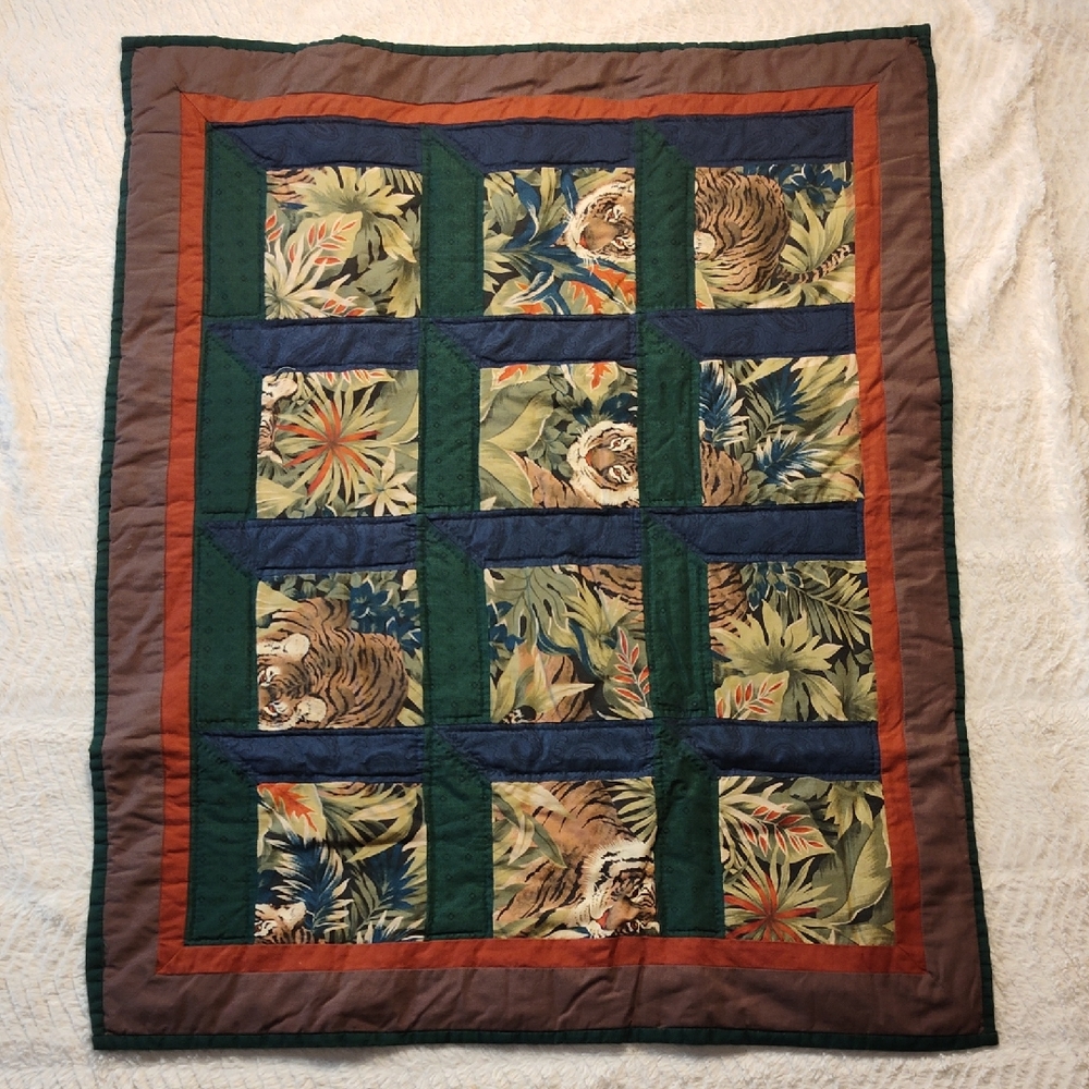Beautiful Tiger Handmade Small Quilt With Tigers